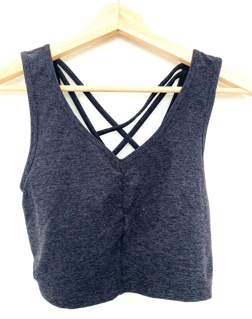 Zella Women's Sports Bra Strappy Ruched Heather Gray Size Small